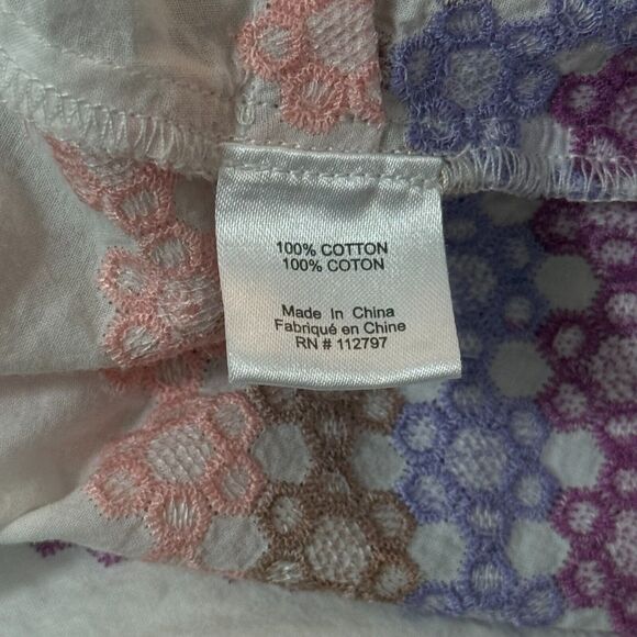 MIGUELINA Ali Embroidered Wrap Mini Dress S Chevron Stripe White Multi EUC B31 - Picture 6 of 6